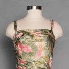 CEIL CHAPMAN PRINTED &amp; LAME GOWN, 1950s