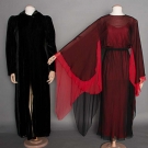 CHIFFON GOWN &amp; VELVET COAT, MID 20TH C