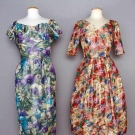TWO PRINTED SILK PARTY DRESSES, LATE 1950s