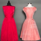 TWO SILK SUMMER DRESSES, 1950s