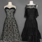 TWO BLACK LACE PARTY DRESSES, MID 1950s