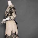 WHITE &amp; BLACK LACE DINNER GOWN, c. 1902