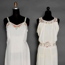 TWO BEADED WHITE EVENING GOWNS, 1930s