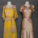 TWO PRINTED SILK DRESSES, 1930s