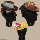 THREE LADIES' STRAW "DOLL" HATS, 1940s