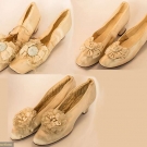 THREE PAIR WEDDING SHOES, 1860-1890