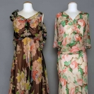 TWO SILK CHIFFON SUMMER GOWNS, 1930s