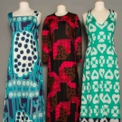 THREE COLORFUL MAXI DRESSES, 1970s