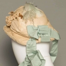 WHITE STRAW WEDDING BONNET, 1870