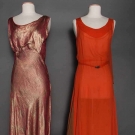 TWO CORAL EVENING GOWNS, 1930s