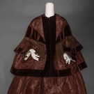 CHOCOLATE MOIRE DRESS &amp; DOLMAN, 1850s