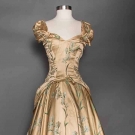 GOLD BROCADE EVENING GOWN, 1940s