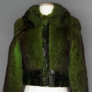 GREEN FUR &amp; LIZARD BOMBER JACKET, c. 1980
