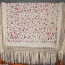 EMBROIDERED WHITE EXPORT SHAWL, CHINA, c. 1900