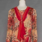 NEW ORLEANS PRINT SILK DAY DRESS &amp; PURSE, 1930s