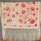 EMBROIDERED WHITE EXPORT SHAWL, CHINA, c. 1900
