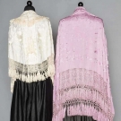 TWO EMBROIDERED SILK EXPORT CAPES, 1880 &amp; 1900