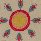 CIRCLE &amp; FLOWER BUD PIECED QUILT, MID 19TH C