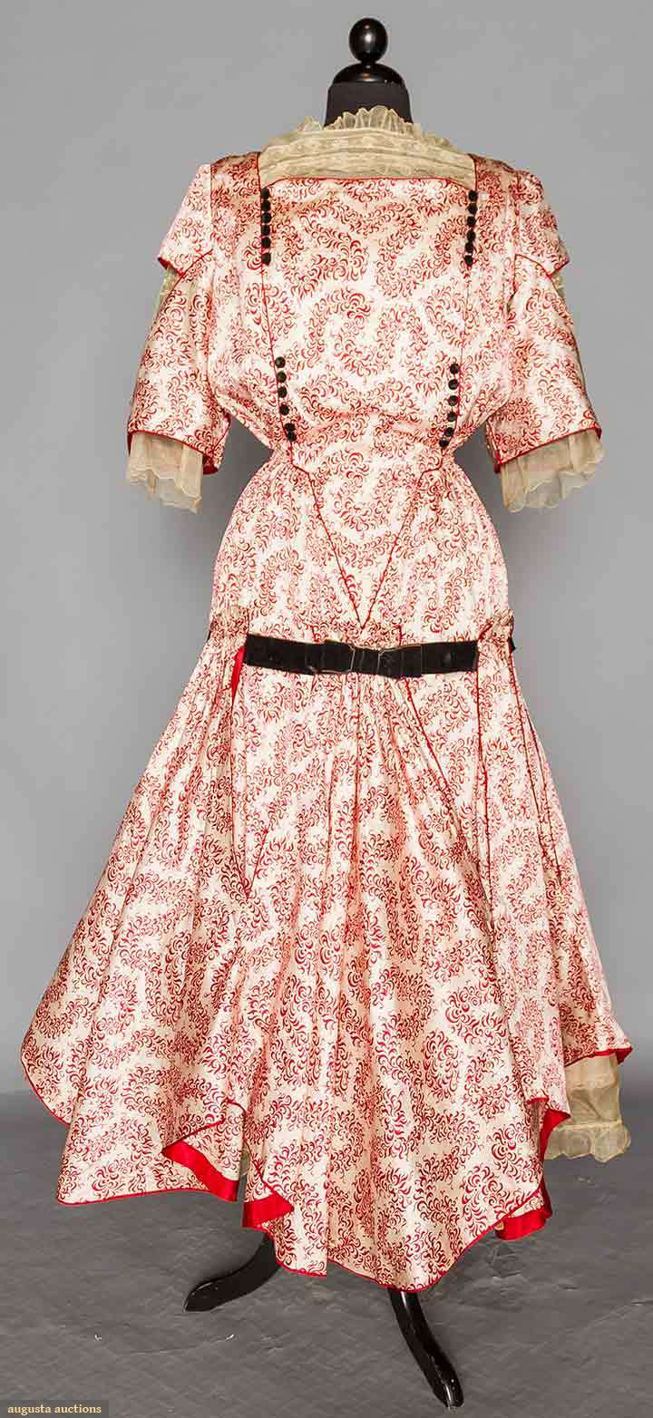 Augusta Auctions Printed Silk Party Dress C 1916