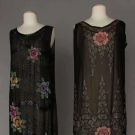 TWO DECO ROSE BEADED DRESSES, 1920s