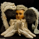 THREE BONNETS &amp; TWO PAIR BOOTS, 1860-1870