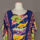 KAMEHAMEHA RAYON PRINT DRESS, HAWAII, 1940s