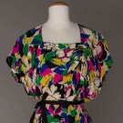 PRINTED SILK AFTERNOON DRESS, c. 1940