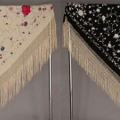 TWO EMBROIDERED EXPORT SHAWLS, CHINA, c. 1900