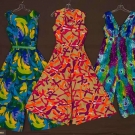 THREE PRINTED JUMPSUITS, 1970s