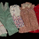 5 GIRLS DRESSES &amp; 1 APRON, 1930-1940s