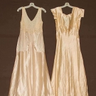 2 CREAM SATIN EVENING DRESSES, 1930s