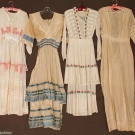 4 LONG WHITE SUMMER DAY DRESSES, c. 1915