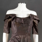 CEIL CHAPMAN BROWN EVENING DRESS, 1950s