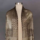 SILVER ON BLACK ASUITE SHAWL, EARLY 20TH C