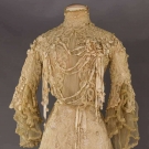CREAM BATTENBURG LACE DRESS, c. 1905