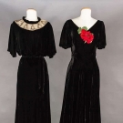 TWO SILK VELVET EVENING GOWNS, 1930-1940