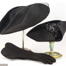 TWO DESIGNER HATS &amp; 1 PAIR GAUNTLETS, 1930-1940s