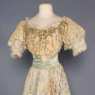 SEQUINNED BATTENBURG LACE GOWN, c. 1905