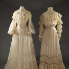TWO SILK WEDDING OR GARDEN PARTY DRESSES, 1905-1910