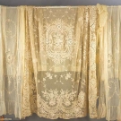 1 LACE BEDSPREAD &amp; 1 PAIR LACE CURTAINS