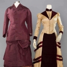2 SILK BUSTLE DRESSES, 1880-1890