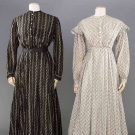 2 COTTON CALICO WORK DRESSES, 1860-1890