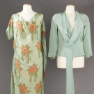 PRINTED &amp; LAME AQUA GOWN &amp; JACKET, c. 1929