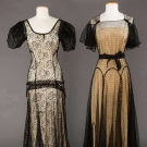 TWO BLACK LACE BIAS GOWNS, 1930s