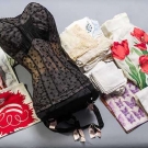 MERRY WIDOW CORSET &amp; HANKIES, 1940-1960