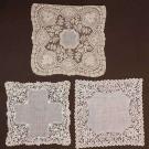 3 HANDMADE LACE WEDDING HANKIES, 19TH C