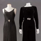 2 BLACK BIAS CUT EVENING GOWNS, 1930s