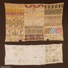 TWO LINEN NEEDLE WORK SAMPLERS, c. 1700 &amp; 1835