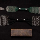 2 BEADED MISER'S PURSES &amp; 1 WALLET, MID 19TH C