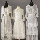 THREE WHITE COTTON TEA GOWNS, c. 1915